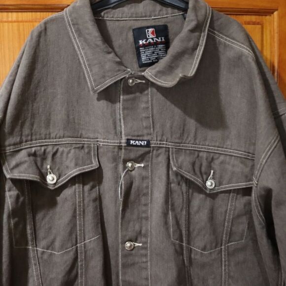 Karl Kani Gray Denim Button Front Shirt Jacket Jean Jacket 5XL - Picture 3 of 16